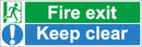Fire Exit Keep Clear Sign 450x100 Correx
