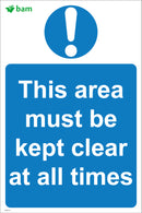 This area must be kept clear at all times