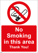 No Smoking Sign - No smoking in this area