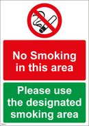 No Smoking Sign - No smoking in this area
