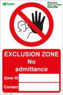 Exclusion Zone Sign 400 x 600 Correx