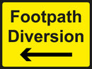 Temporary Sign - Footpath Diversion Left Arrow