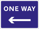 Temporary Sign - ONE WAY left arrow
