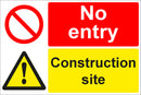 No entry/Construction site 900mm x 600mm Correx