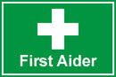 First Aid Sign - First aider hard hat sticker (pack of 18)