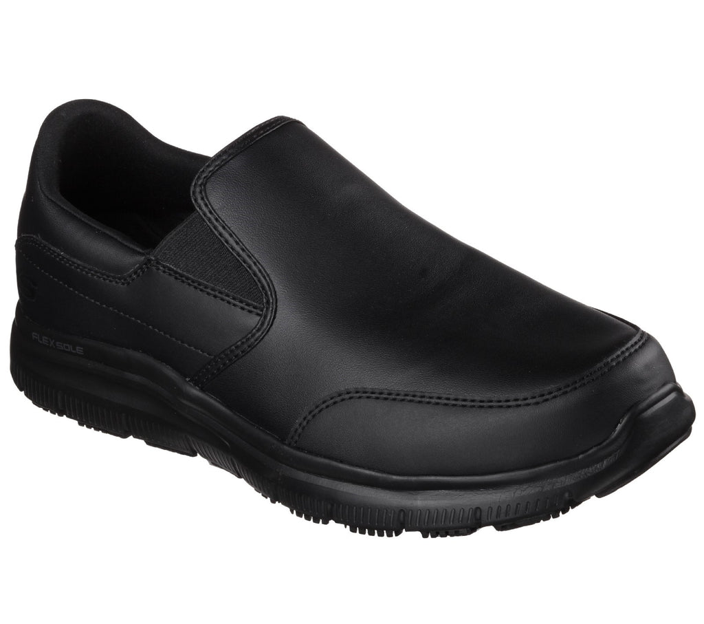 Sketchers black slip on shoes deals