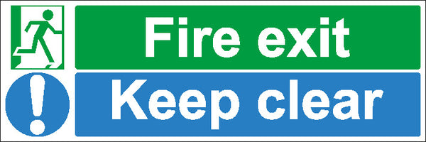 Fire Exit Keep Clear Sign 450x100 Correx