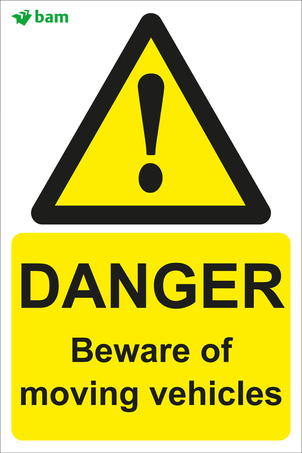 DANGER Beware of moving vehicles