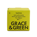 Grace & Green Organic Cotton Non Applicator Tampons Regular Pack of 18