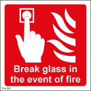 Break glass in the event of fire - 100x100mm