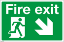 Fire Exit - Right/Down Arrow - 300x200mm
