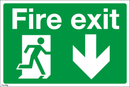 Fire Exit - Down Arrow - 300x200mm