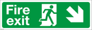 Fire Exit Running Man - Right/Down Arrow - 450x150mm