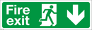 Fire Exit Running Man - Down Arrow - 450x150mm