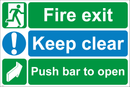 Fire exit-Keep clear-Push bar to open