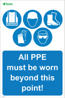 All PPE must be worn beyond this point! - 5 logos