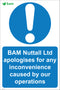 BAM Nuttall Ltd apologises for any inconvenience caused by our operations