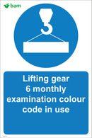 Lifting gear 6 monthly examination colour code in use