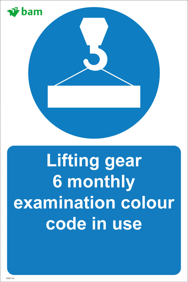 Lifting gear 6 monthly examination colour code in use