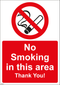 No Smoking Sign - No smoking in this area