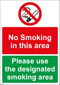 No Smoking Sign - No smoking in this area
