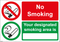 No Smoking Sign - No smoking -Your designated smoking area is:-