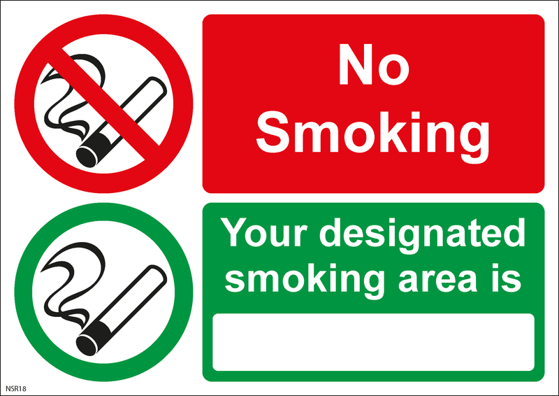 No Smoking Sign - No smoking -Your designated smoking area is:-
