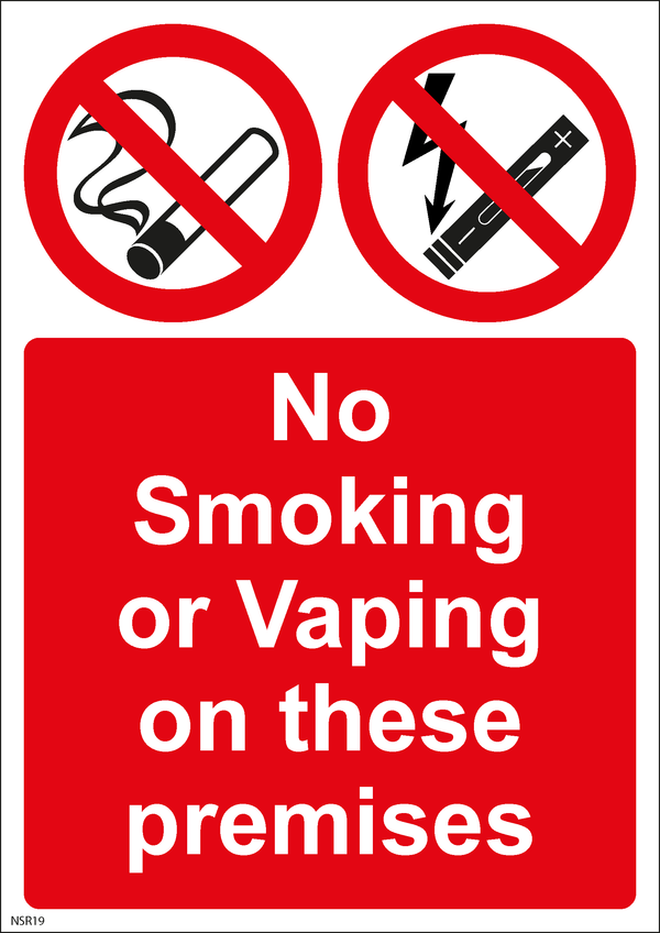 No Smoking Sign - No smoking or Vaping on these premises