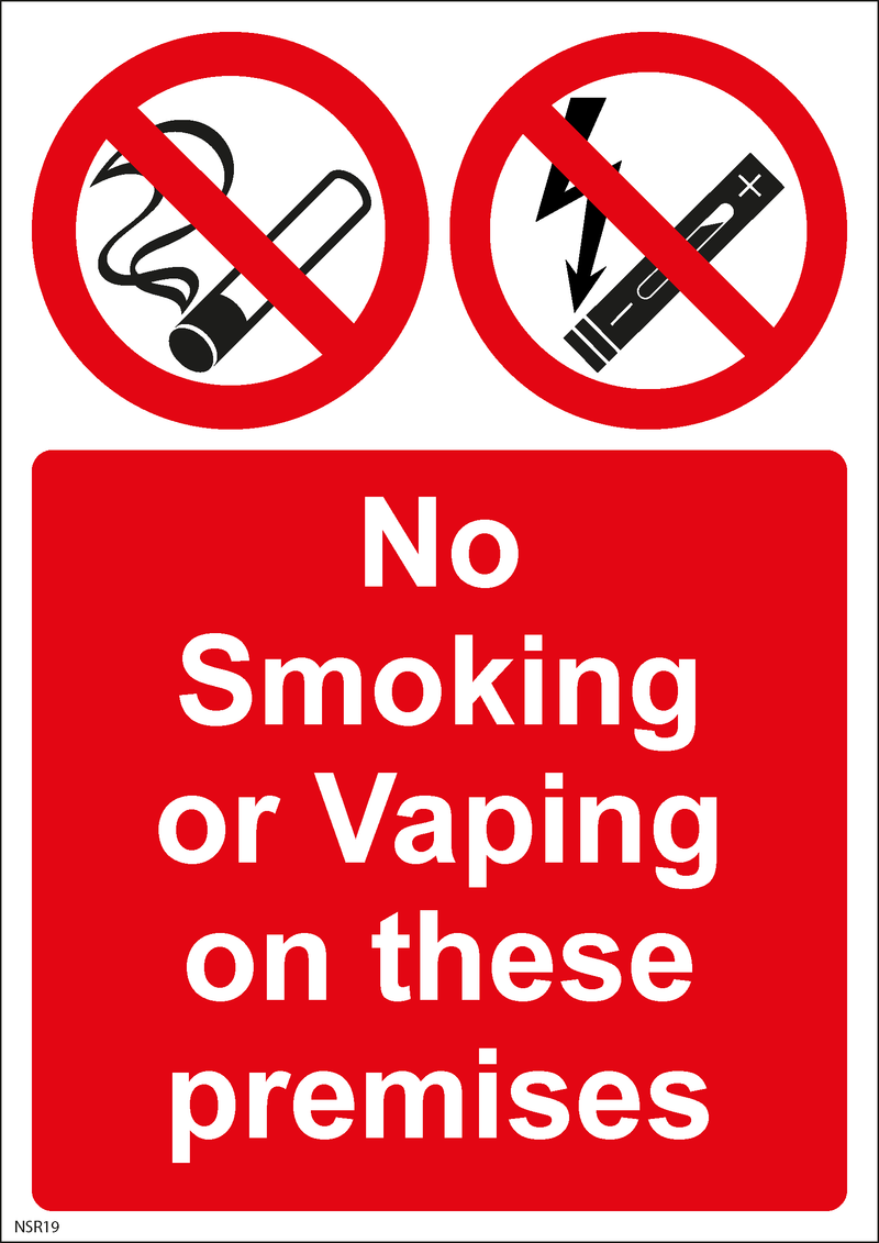 No Smoking Sign - No smoking or Vaping on these premises