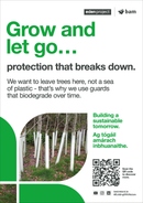 Biodegradable tree guard - Eden Project signage - A3 - Foamex