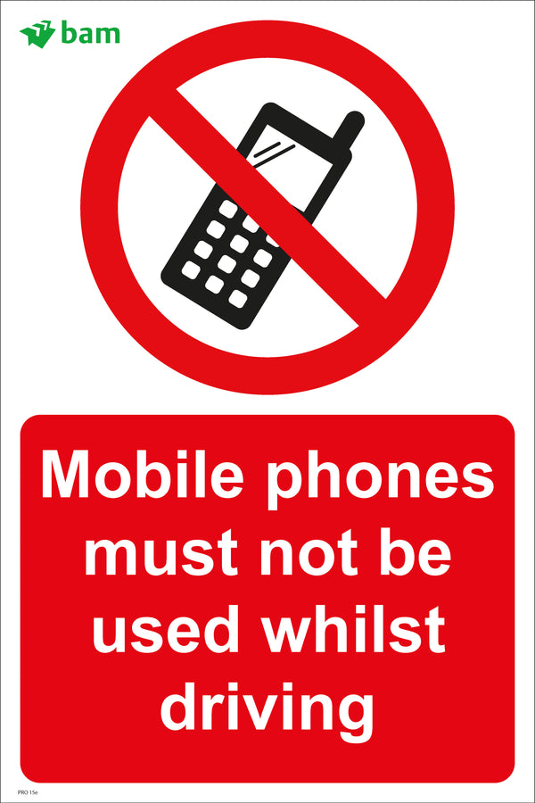 Mobile phones must not be used whilst driving