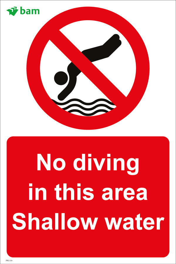 No diving in this area Shallow water