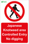 Japanese Knotweed area Controlled Entry No digging