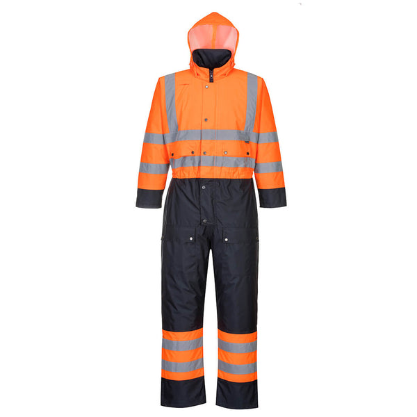 Hi-Vis Contrast Winter Coverall Orange/Navy