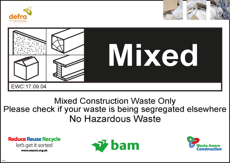 Waste Messaging Sign Waste Sign Mixed 600x450 Correx – BAM Site Direct