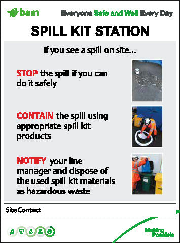 Spill kit Sign 900x1200 Correx