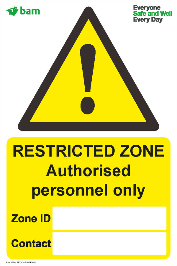 Restricted Zone Sign 400x600 Correx