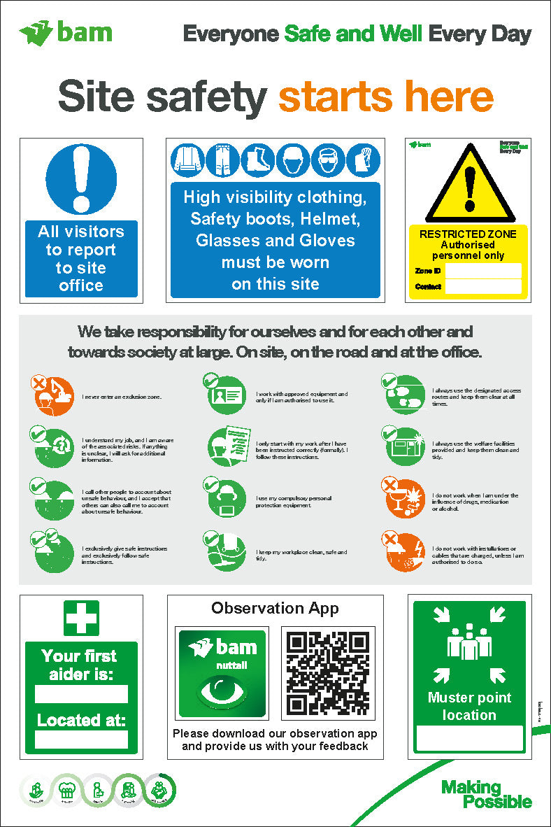 Site Safety Starts Here 1000 x 1500mm correx