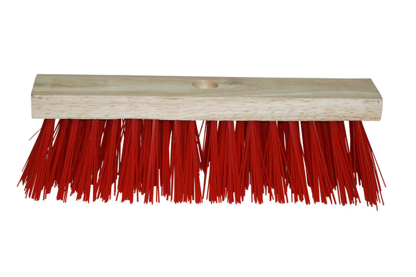 Red Polypropylene Hard Bristle Broom Head Only 12"