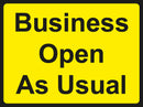 Temporary Sign - Business Open As Usual