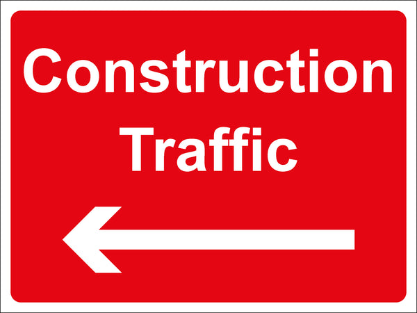 Temporary Sign - Construction Traffic LH Arrow