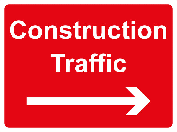 Temporary Sign - Construction Traffic RH Arrow