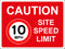Temporary Sign - SITE SPEED LIMIT 10mph