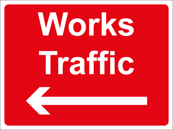 Temporary Sign - Works Traffic Left Arrow