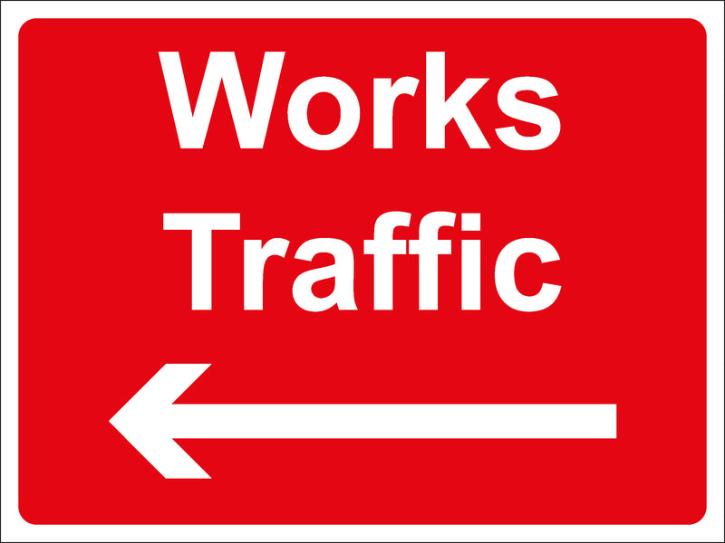 Temporary Sign - Works Traffic Left Arrow