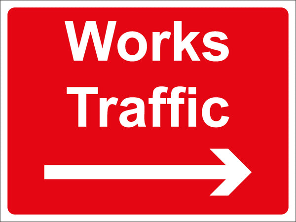 Temporary Sign - Works Traffic Right Arrow