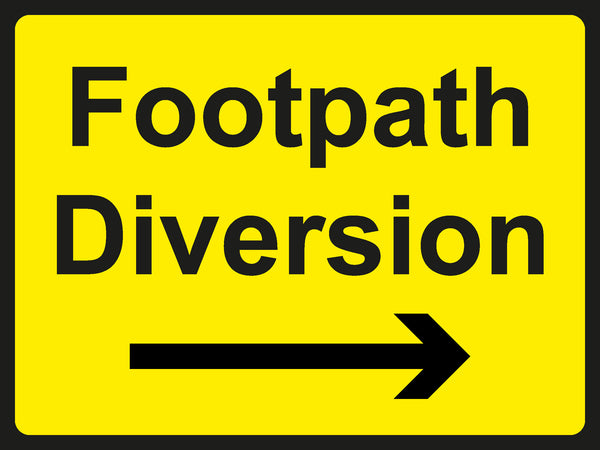 Temporary Sign - Footpath Diversion Right Arrow