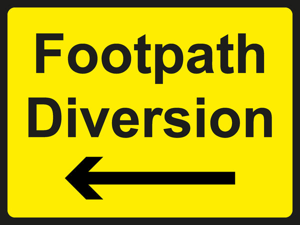 Temporary Sign - Footpath Diversion Left Arrow