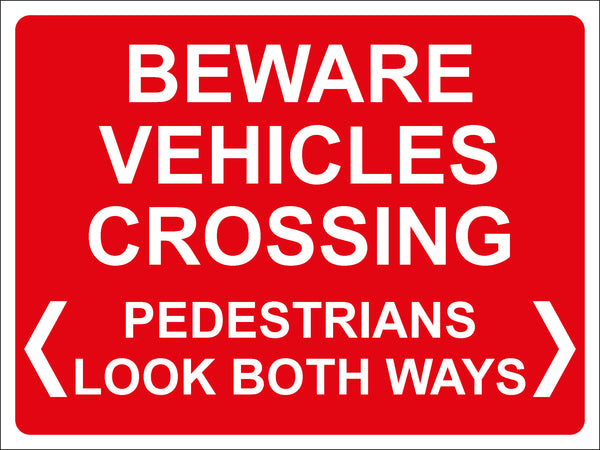 Temporary Sign - BEWARE VEHICLES CROSSING