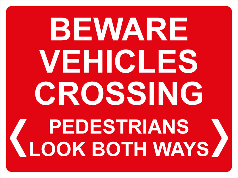Temporary Sign - BEWARE VEHICLES CROSSING